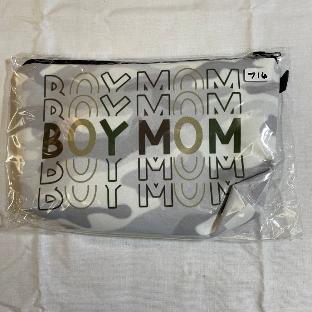 The Pouch Cosmetic Bag Women Small Gray Camo NWT Boy Mom Zippered Travel Case